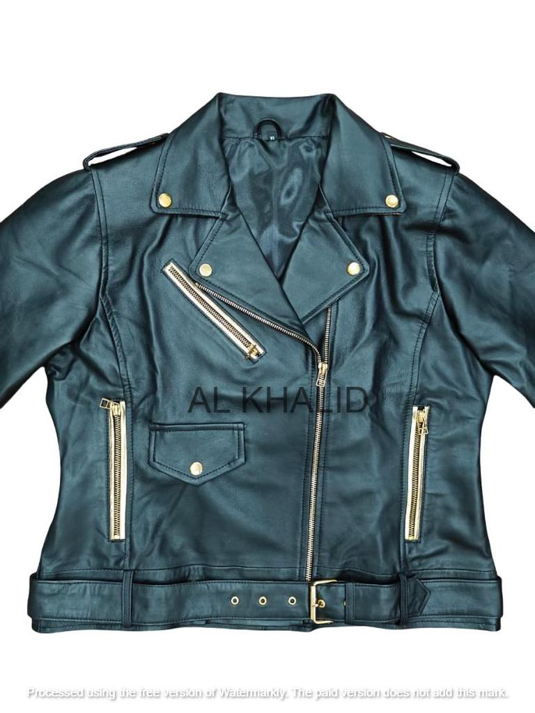 AL KHALID Motorrad-Stil schwarze Damenjacke Biker stilvoll echtes weiches Lammleder