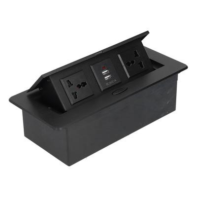 Table Pop Up Socket Dual USB Power Outlet Strip Hub Connection Box 250V J29 for Home Office