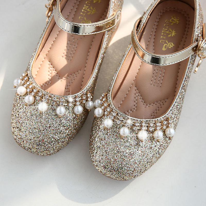 Dívčí boty Velké dětské boty Crystal Princess Malé dětské boty na vysokém podpatku Show Single Shoes