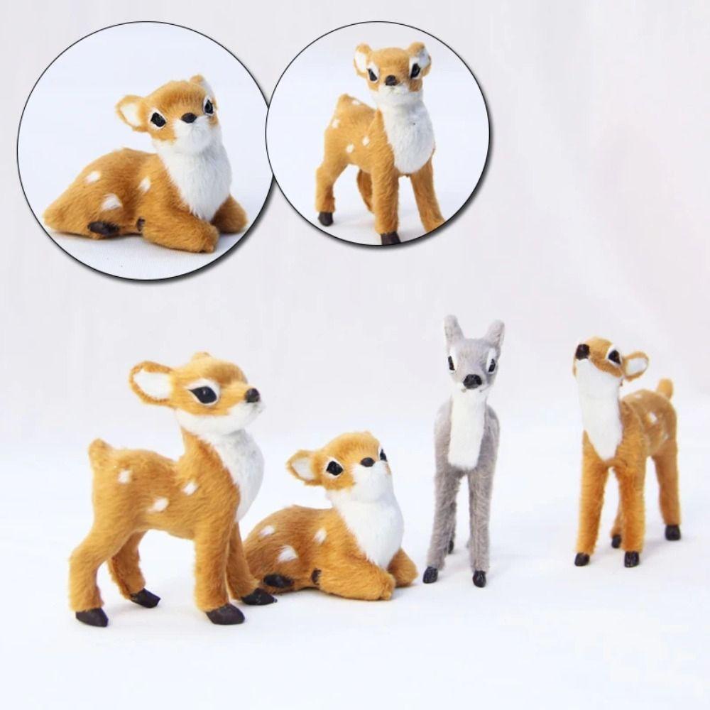Grey Brown Imitation Sika Deer Mini Style Animal Model Figurine Fairy Garden Miniatures  Home Decor