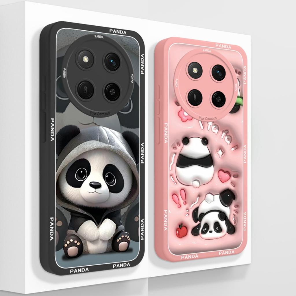 For Honor Magic 7 Lite Case Cute Panda Soft Liquid Silicone Funda High Quality Back Cover For Magic7 Lite Phone Protector Gift