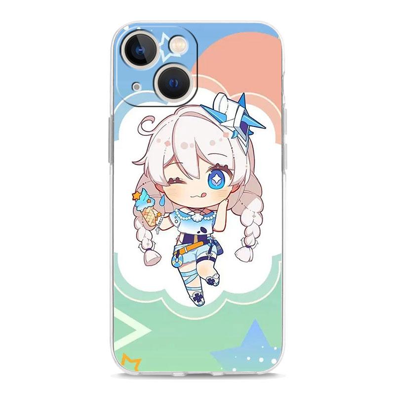 Luxus Hülle für iPhone 15 14 13 12 11 Pro Max X Xs XR 7 8 Plus Bumper Handyhüllen Klare TPU Hülle Niedlich Honkai Impact 3rd Spiel