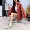 2026 Spring/Autumn Women's Loose Plaid Shirt - Versatile Korean Retro Hong Kong Style Outerwear.