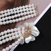 Long Flower Metal Buckle Elastic For Girls Women Waistband Dress Decoration Korean Belt Faux Pearl