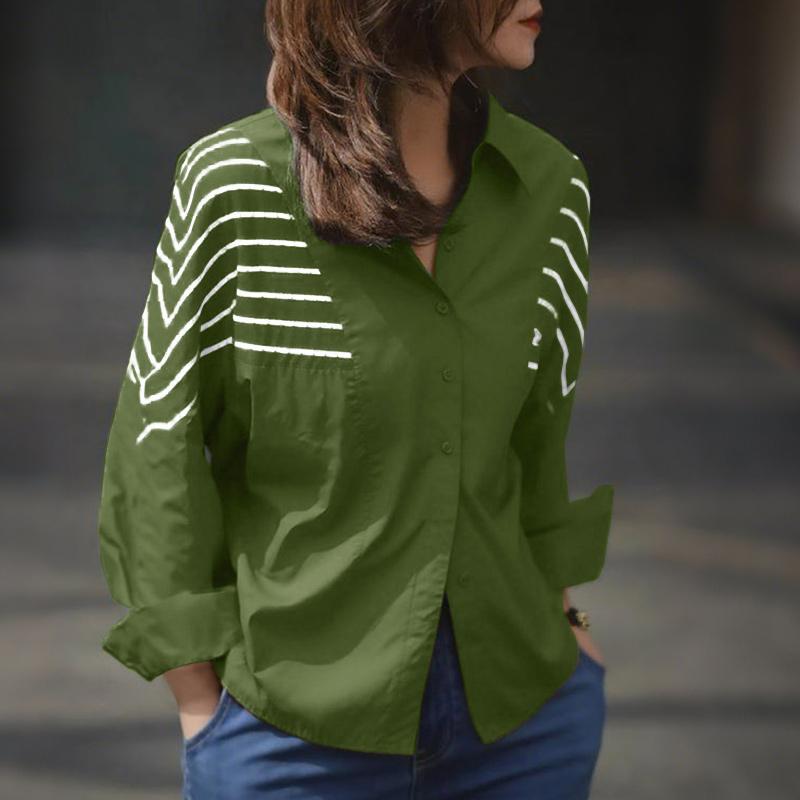 ZANZEA Camicetta casual da donna con colletto rovesciato e maniche lunghe larghe