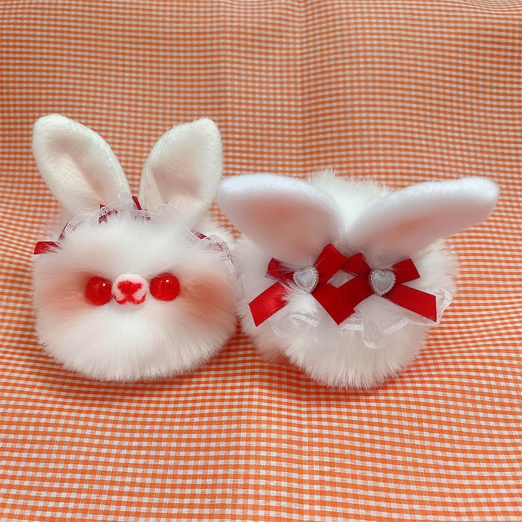 Cute Rabbit Charm Keychains Couple Keyholder Cartoon Mini Plush Animal Keyring