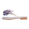 New Luxury Women's Slippers Summer Flower Decoration Trendy Versatile Casual Sandals Flat Bottom Square Head Outdoor Slippers