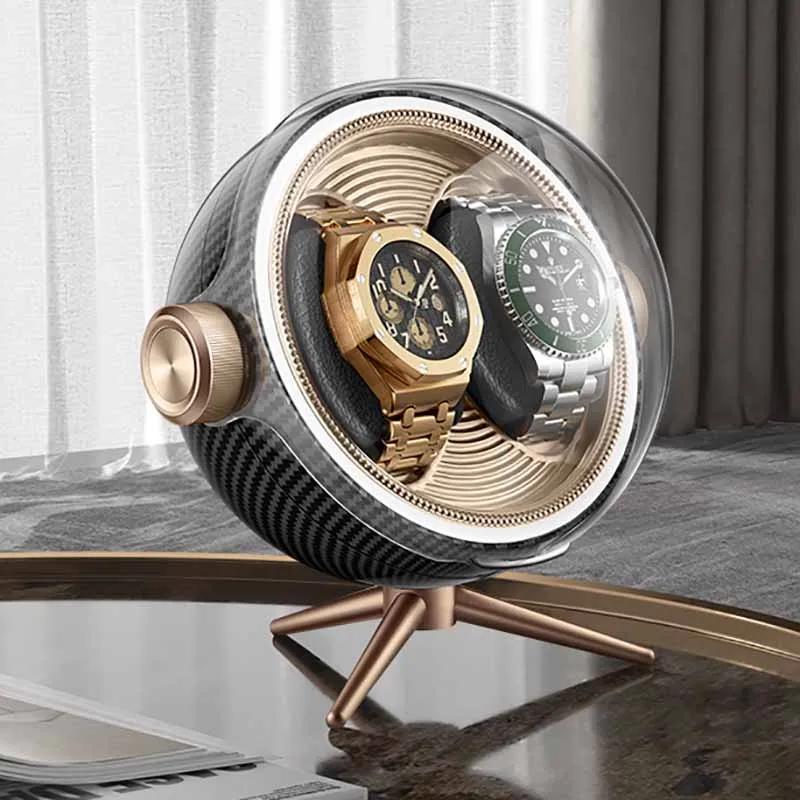 Luxury Automatic Watch Winder with Zero Magnetism Household Silent Led Watches Winding Device Bedside Mechanical Storage Box