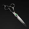 6.0-Inch Serrated Green Gem Hairdressing Scissors - Straight Shears with Antler Fishbone Design