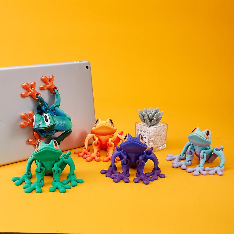 Simulation 3D Printing Toy Tree Frog Joint Movable Frog Kitchen Home Decoration Toy Refrigerator Magnetic Attraction