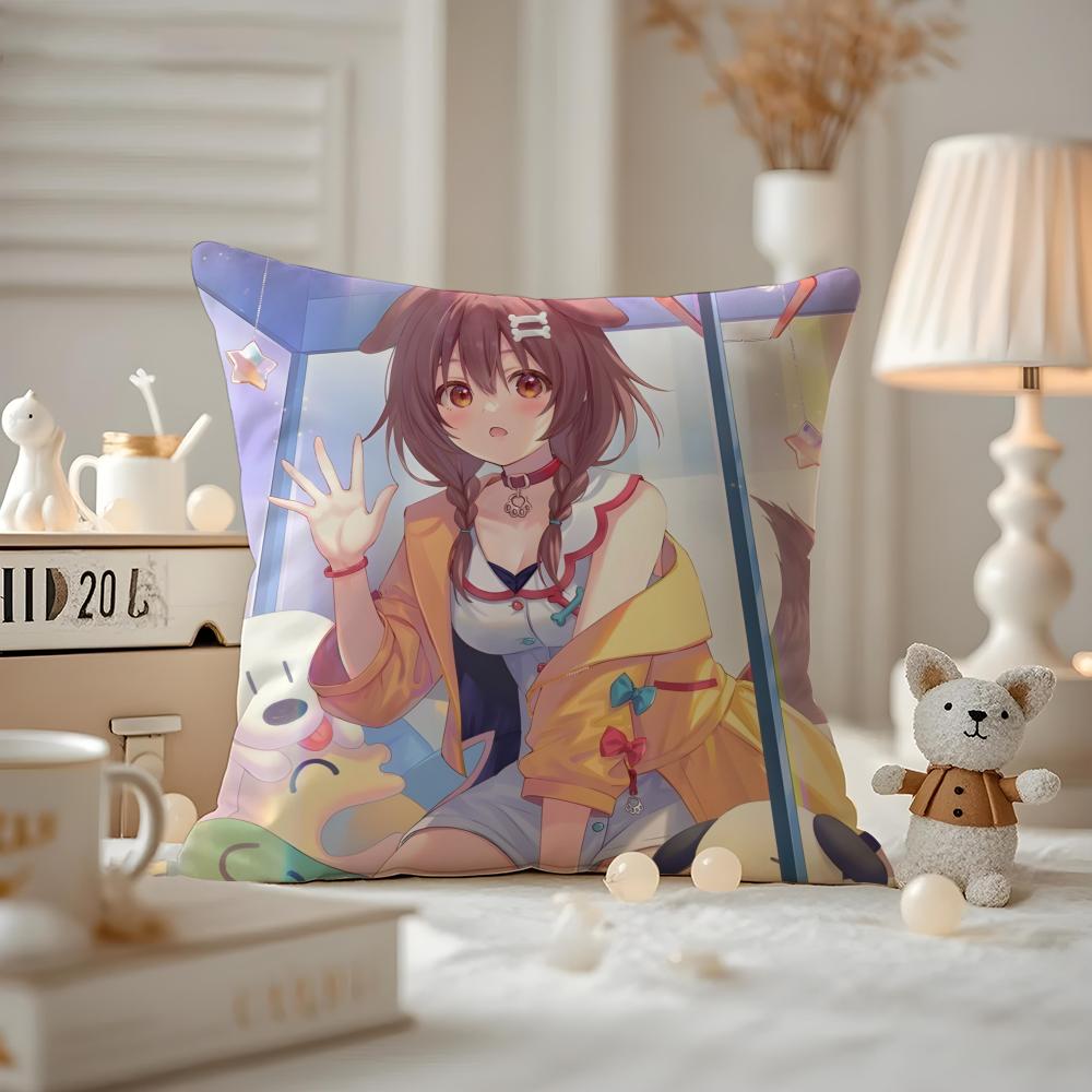 

Anime IINUGAMI KORONE Cushion Cover Antidustmite Pillowcase Invisible zipper silky short plush Sofa cushion cover 30X30cm