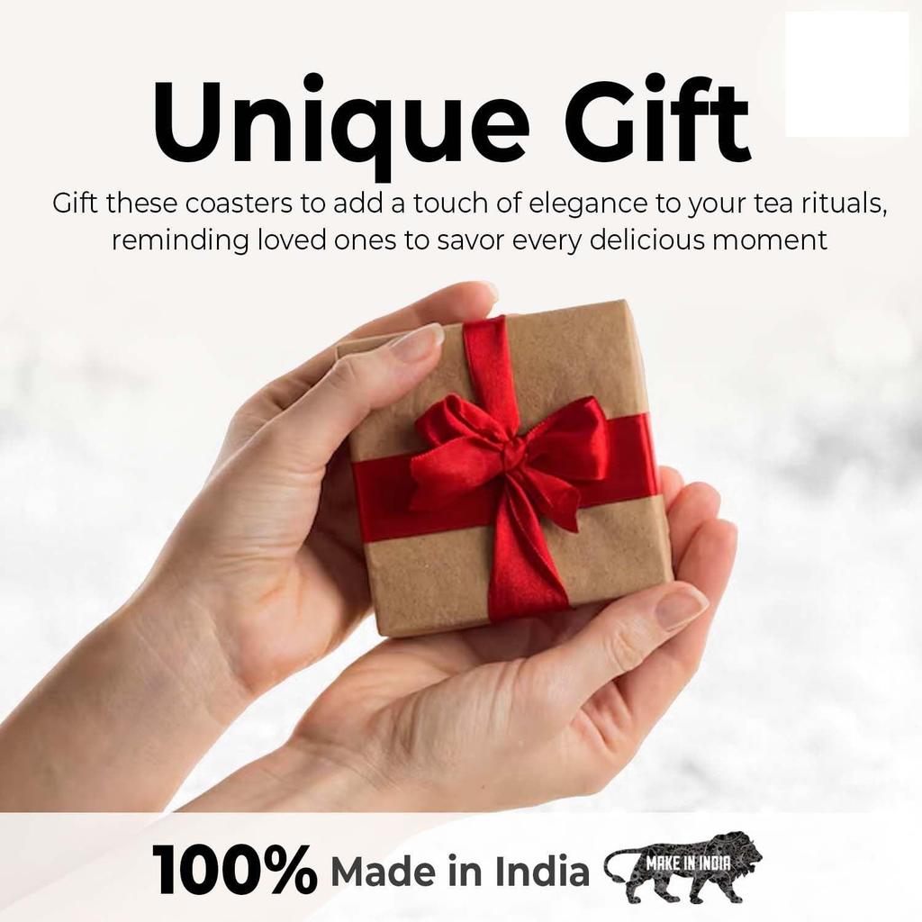 Tea Coasters Set of 6, Beautiful Design with Stand for Tea Cups, Coffee Mugs, and Glasses, Ideal for Diwali Gifting (Inspirational Quotes)