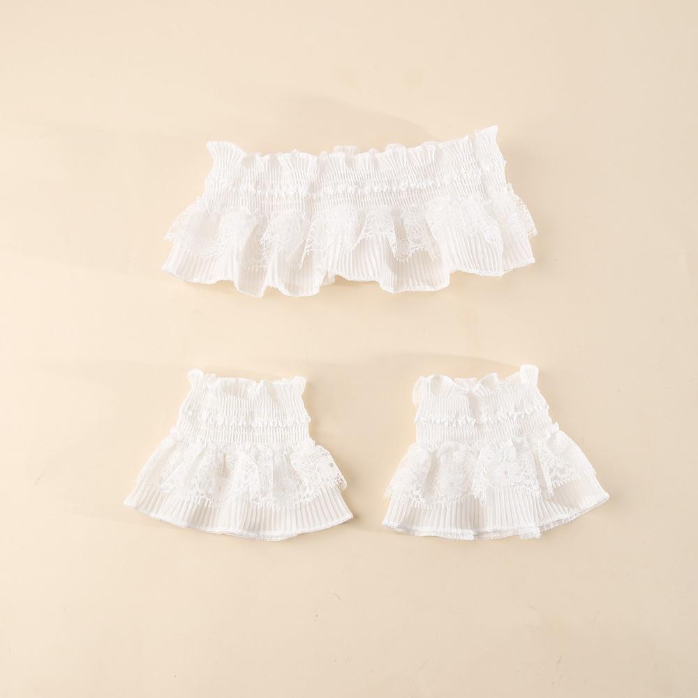 Ruffle Trim Lace Collar White Black Wrist Cuffs Clothing Accessory Fake Cuffs Daily Outfit