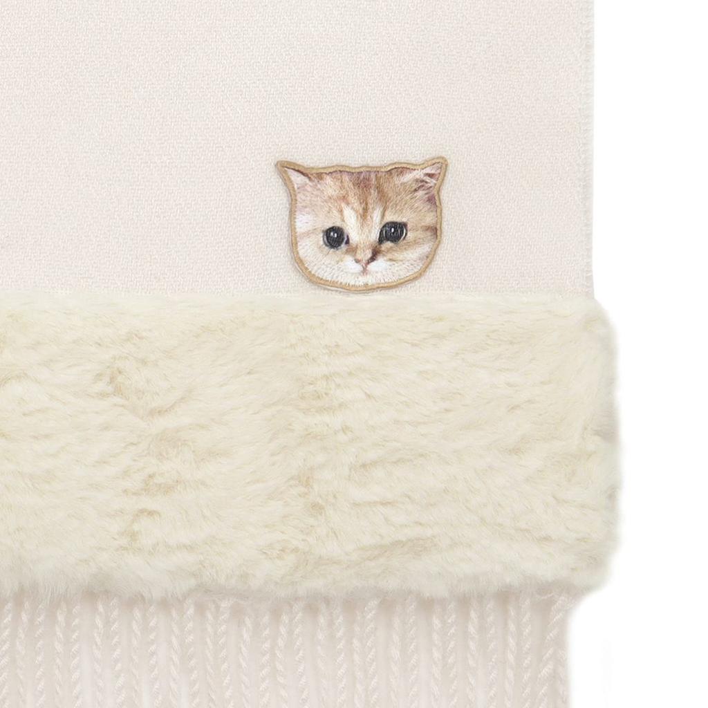 Paul Joe Moonbat Katzenfell-Schal mit Marken- & (44586) Verpackung, Off-White