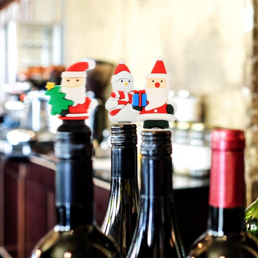 Reusable Christmas Wine Bottle Stopper Vacuum Sealed Christmas Bottle Sealing Plug Holiday Party