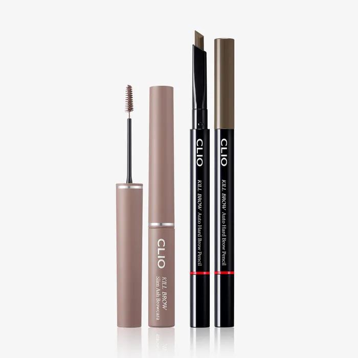 [SET] Clio Kill Brow Auto Hard Brow Pencil + Slim Ash Brow Cara [Gift] 31ml Remover 003 Peanut Brown