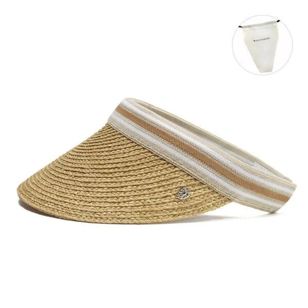 [Helen Kaminski] Bianca Visor Hat Raffia Hat Sun Cap Natural Nougat Stripe BIANCA-NN166 WHITE-NN166