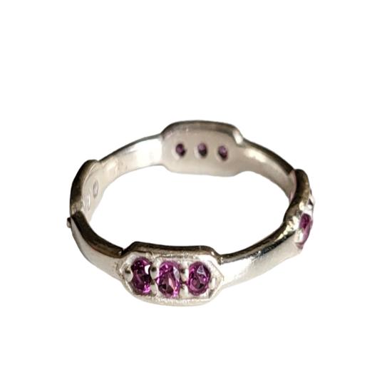 Natural Rubellite Garnet Gemstone  925 Sterling Silver Ring 7.5 US, Gift Ring