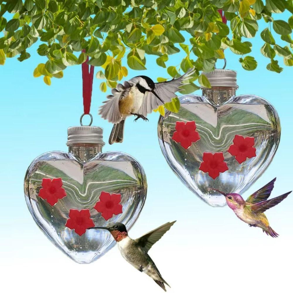 Three Hole Bird Hanging Water Feeder Transparent Birds Water Dispenser Courtyard Decoration