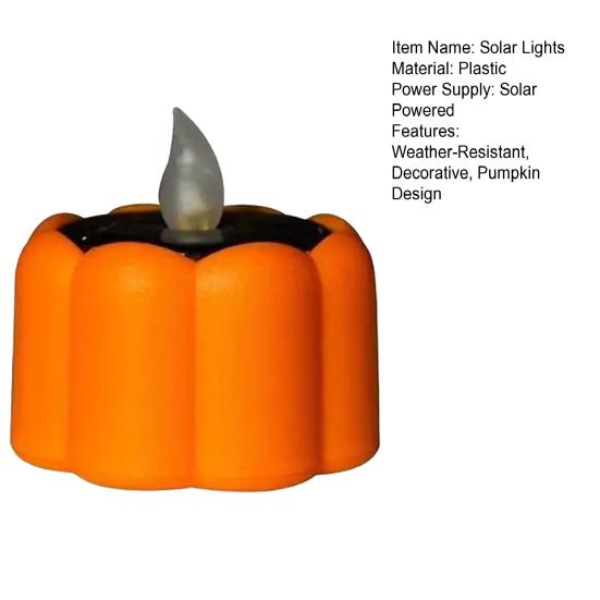 Zero Electricity Outdoor Illumination Solar Pumpkin Garden Light, Flickering LED Candle Lantern, Waterproof Lights Lawn Lamp for Patio Haunted