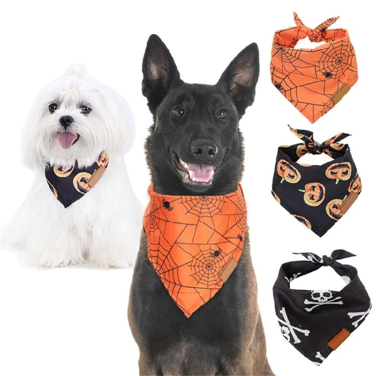 Skull Dog Bandanas Triangular Scarfs Kerchief Pet Neckerchief Halloween