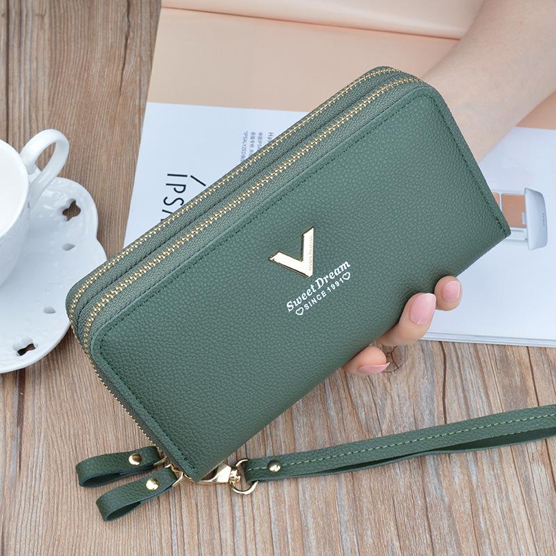 New Wallet Women's Double Zipper Long Clutch Bag Fashionable and Simple Large-capacity Double-layer Wallet Mobile Phone Bag