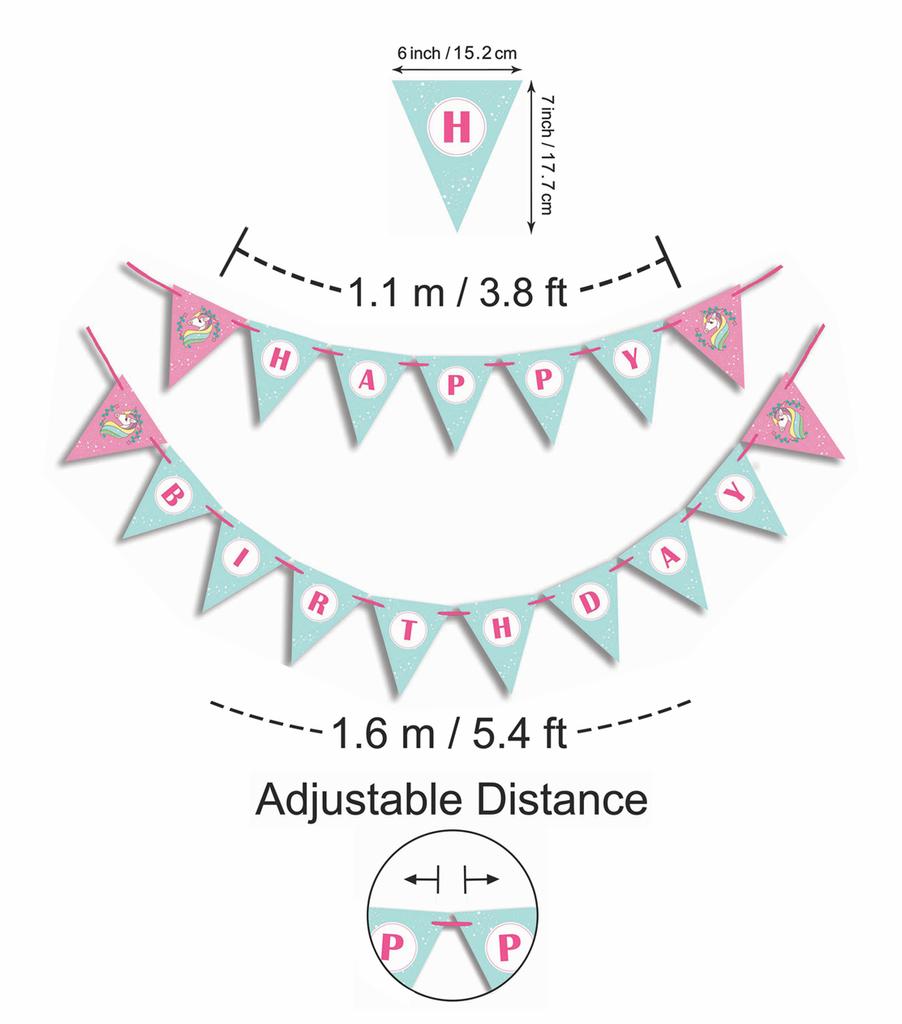 Inkdotpot Birthday Party Decorations Happy Birthday Party Garland Baby Girls Unicorn Pennant Banner