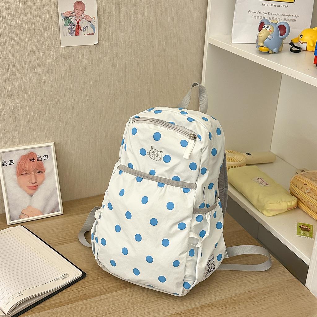 Schoolbag Polka Dot Cute Backpack Outdoor Ultra Light School Bag Travel Backpack Korean Sweet Backpack Student School Bag