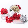 Artificial Christmas Poinsettia Bouquet 5-18 Branches Velvet Faux Plant Holiday Table Decor