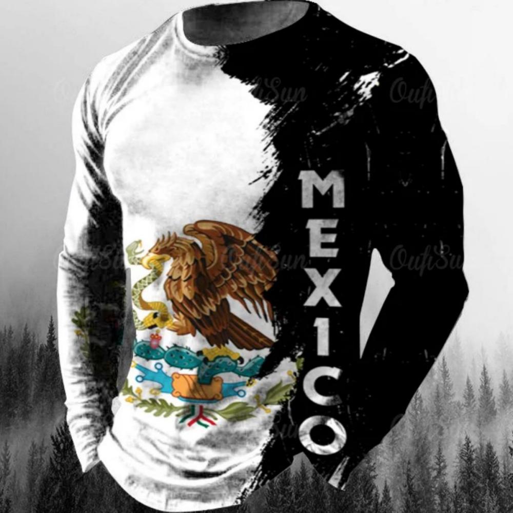 Módní trička s mexickou vlajkou Mexiko 3D potisk Pánské Dámské Tričko s dlouhým rukávem Streetwear Oversized Harajuku Dětská trička Top Oblečení