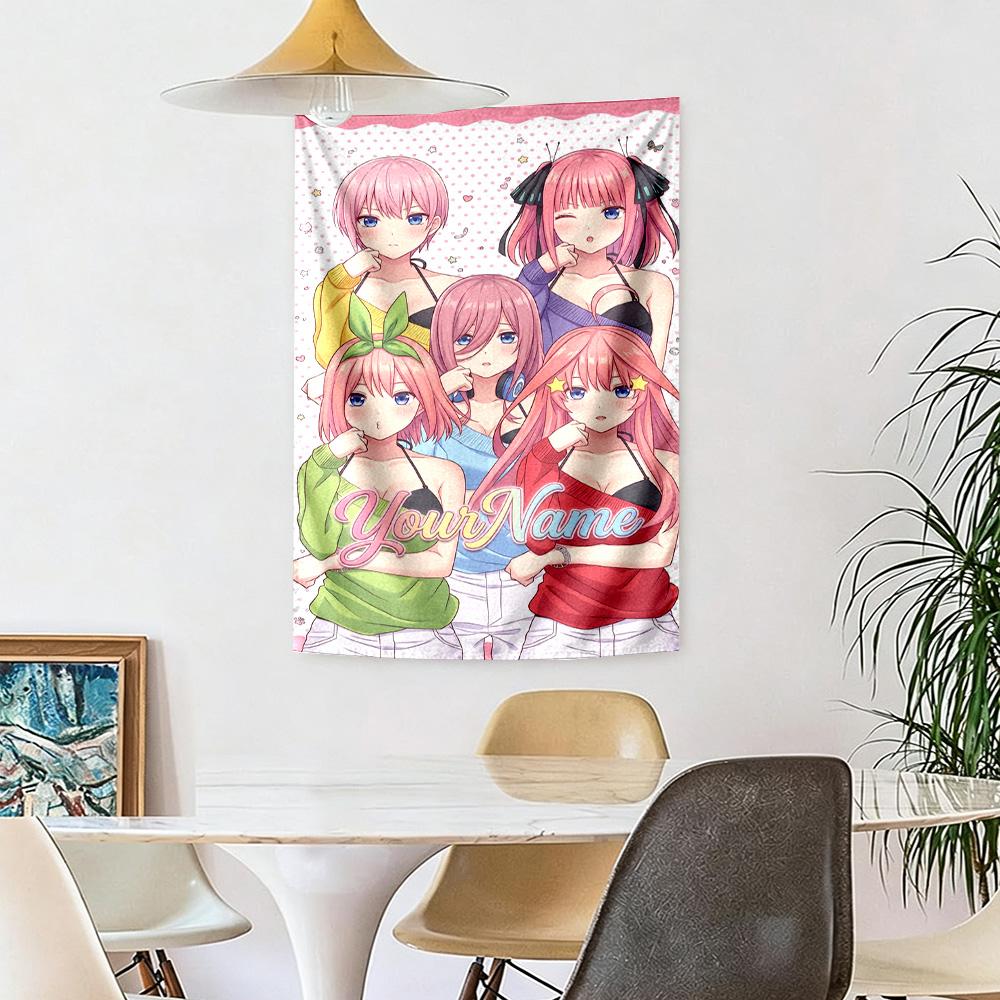 Quintessential Quintuplets Custom Your Name Wall Decor Tapestry Art For Pet Memorial Birthdaywedding Party Backdrop Family Gift