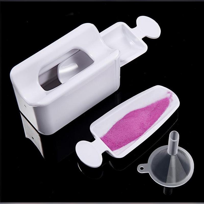 French Portable Recovery Box For Nail Glitter Powder Container Recycling Dipping Powder Dust Tray Nail Art Caviar Sequin Storage
