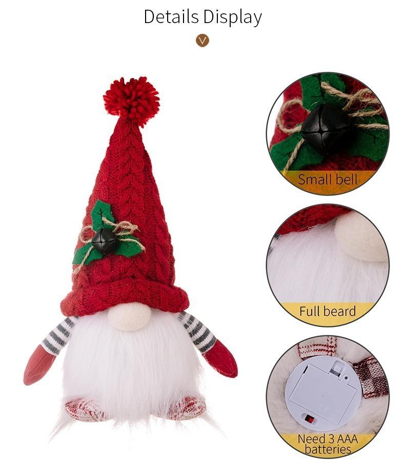 2025 Gnome 30cm Christmas Decorations Light Up Christmas Gnomes Plush Doll Ornaments Knited Elf Dwarf Gift Home Table Decoration