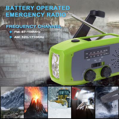 Notfall-Solarradio mit LED-Taschenlampe Kompaktes Design Tragbares Handkurbel-Solarradio Wiederaufladbares AM/FM-Radio
