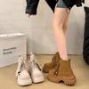 Spring and Autumn 2025 New Fashion Denim Sweet Cool Wind Martin Boots Children's Thick Soles Increase Height Lightweight British Single Boots