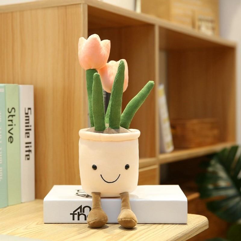 Simulation Plant Doll Daffodil Tulip Fun Potted Series Plush Toy Decorative Ornaments