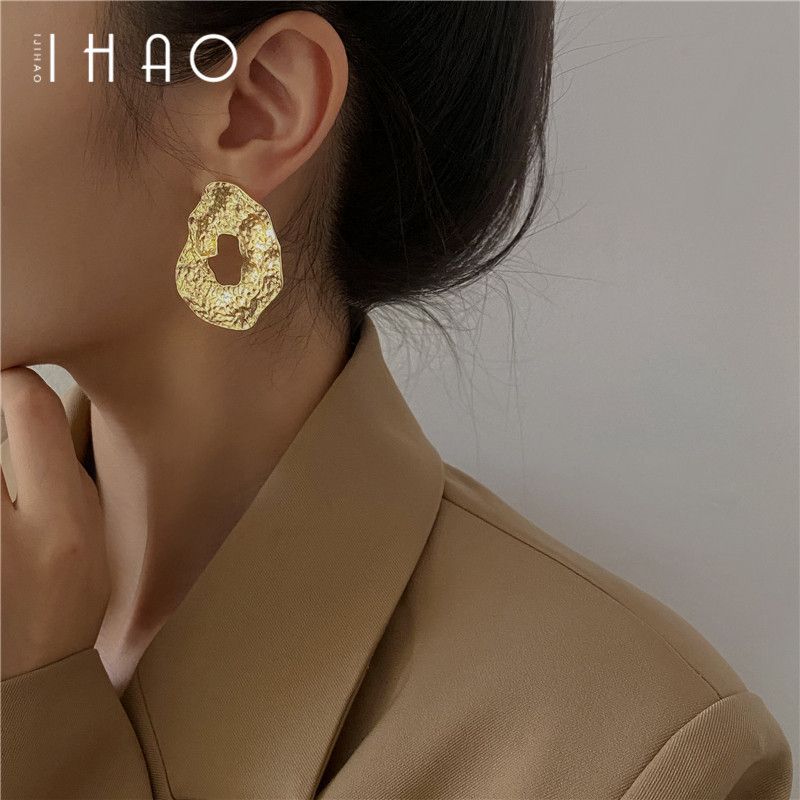Instagram Irregular Fancy European and American Earrings Women s Silver Needle Gold