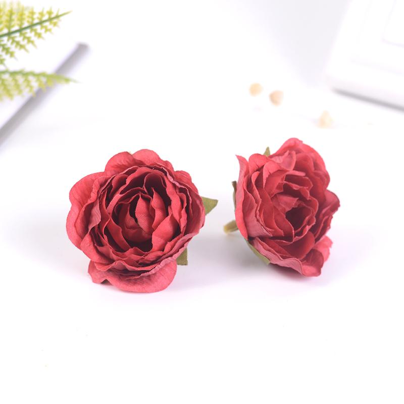 5/10PCs Rose Artificial Flowers 5CM Fake Flowers for Home Room Decor Garden Wedding Marriage Decoration DIY Gifts Accessories