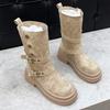 Two-wearing Locomotive Martin Boots for Women In the Autumn of 2025, New Thick-soled Heightening Small Short Boots, Huge Comfortable Knight Boots