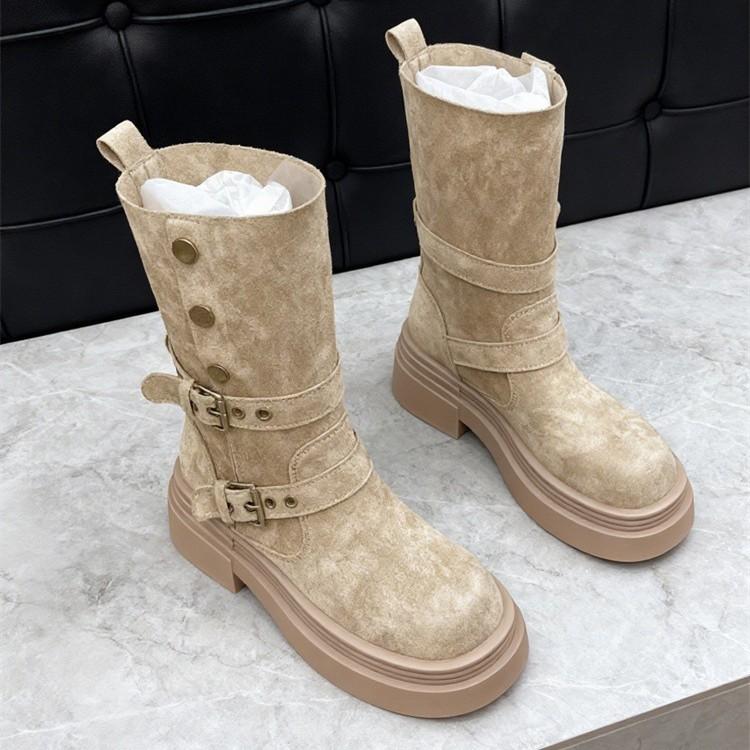 Two-wearing Locomotive Martin Boots for Women In the Autumn of 2025, New Thick-soled Heightening Small Short Boots, Huge Comfortable Knight Boots