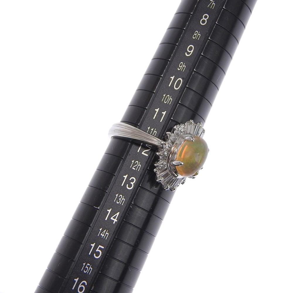 Ring Pt900Platinum/opal/diamond #6.2(US Size) 7.4g Women Used
