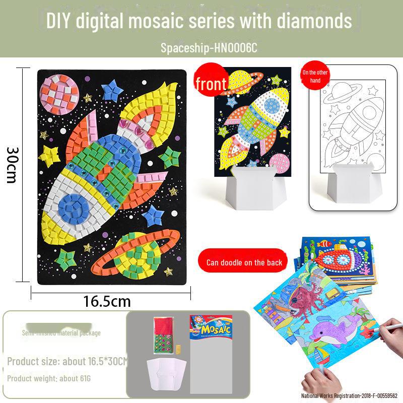 Dziecięca mozaika diamentowa DIY, zestaw naklejek EVA - Ręcznie robiona zabawka edukacyjna
