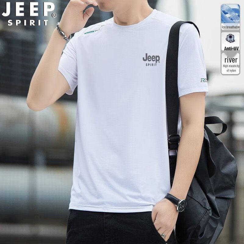 JEEP SPIRIT Men's Ice Silk Quick-Dry High Elastic Breathable Short-Sleeve T-Shirt