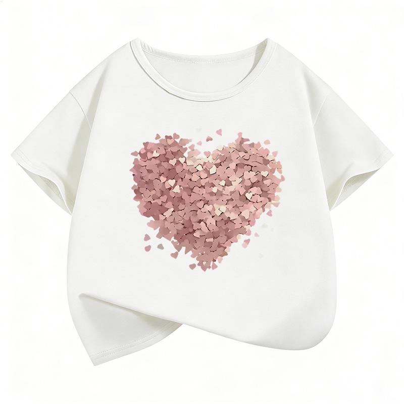 Love-themed Funny T-Shirt Fashion Short Sleeve Boys and Girls Summer Spring Casual Top