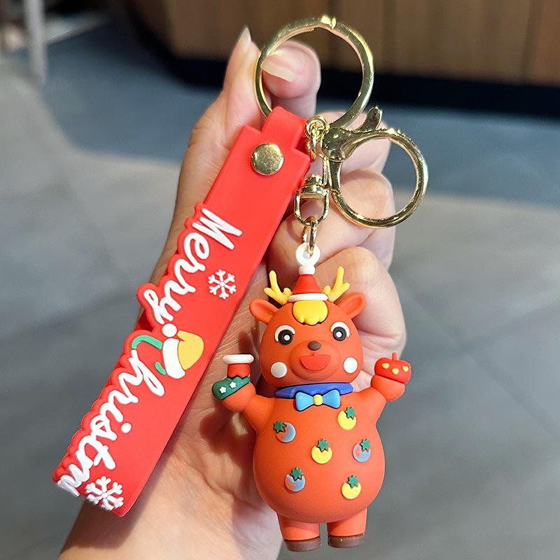 Santa Claus Keychain Christmas Small Gift Student Schoolbag Pendant Cartoon Christmas Tree Three-Dimensional Doll Pendant