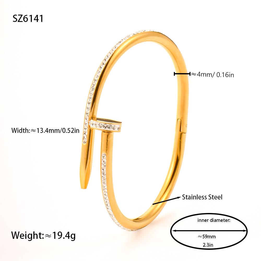 Europejska i Bliskowschodnia Biżuteria Modowa: Damskie Bransoletki ze Stali Nierdzewnej, Wzór Rzymski, Wysadzane Diamentami, ażurowy Wzór.