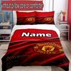 Zestaw 3 poszewek na kołdrę (1*Poszwa na kołdrę + 2*Poszewka na poduszkę, bez rdzenia), Personalizowany zestaw pościeli z wzorem Manchester Football F.C., Dekoracja do sypialni w domu, Prezent