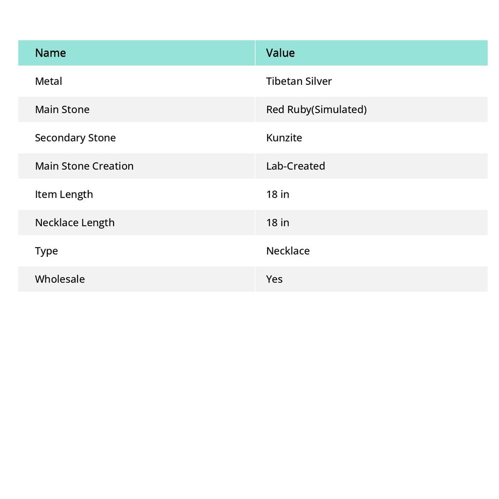 Rubin Naturlig Kunzit Ädelsten 925 Sterlingsilver Smycken Halsband 18" U1U37