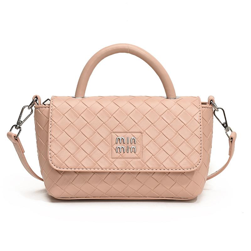 

Wholesale Korean version of fashionable versatile woven pattern shoulder messenger bag popular niche casual portable small square bag розовый