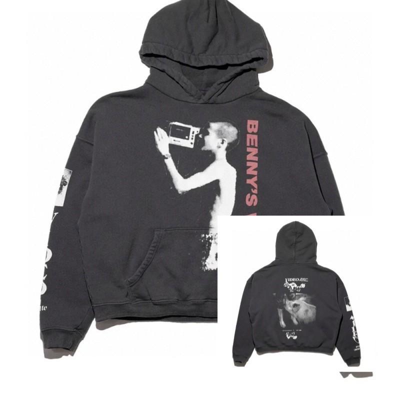 Unisex Oversized Hoodie With Distressed Washed Cotton Print Streetwear Youth Fall